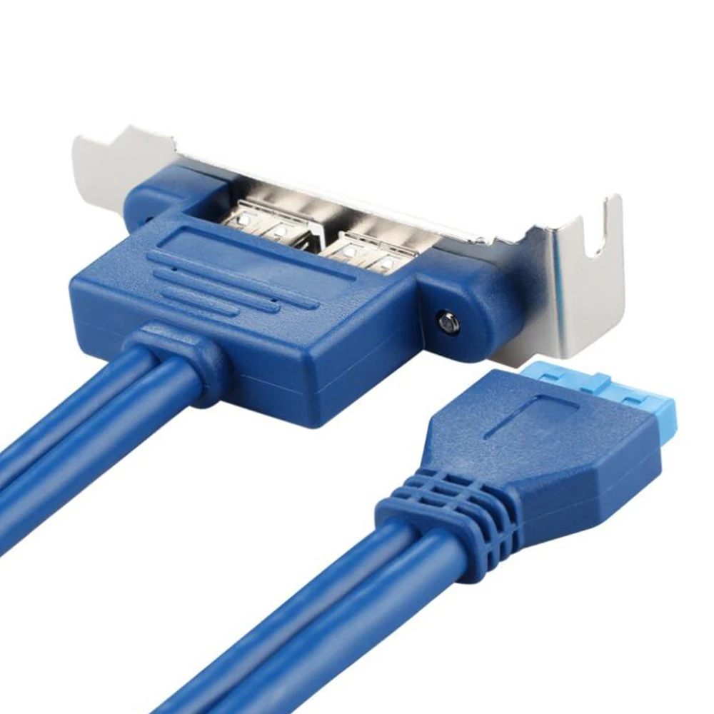 Top-50Cm PC Mainboard 20 Pin To Dual USB 3.0 Ports Express Cable Motherboard 2 USB3.0 Panel Bracket Extension Cable