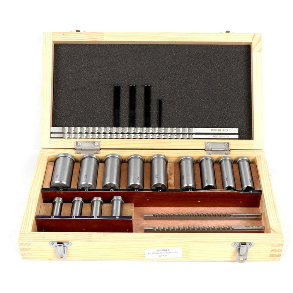 22 Chiếc Keyway Chuốt Bộ HSS Hệ Mét Keyway Dụng Cụ Cắt Máy CNC