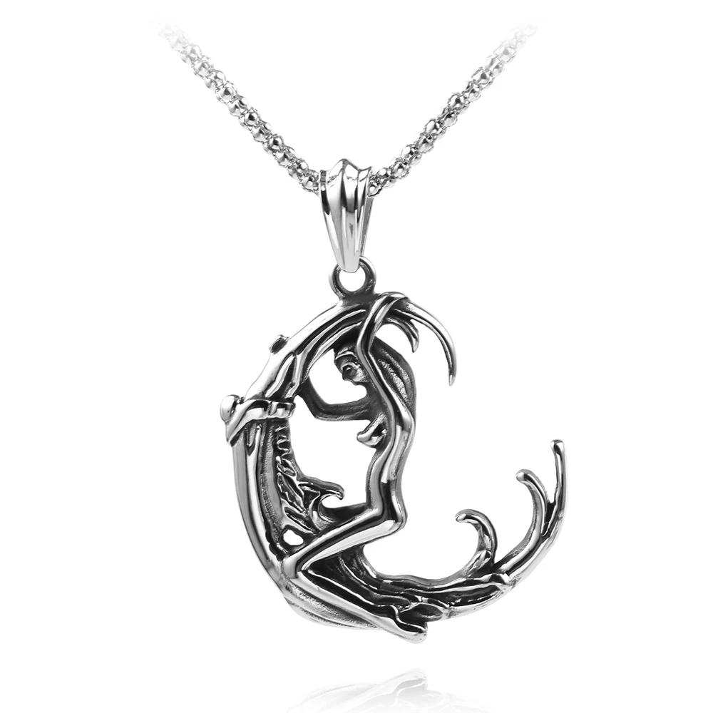 Fashion Minimalism Moon Goddess Pendant Necklace - Europe & America Inspired Jewelry Accessory Unique Personality Gift