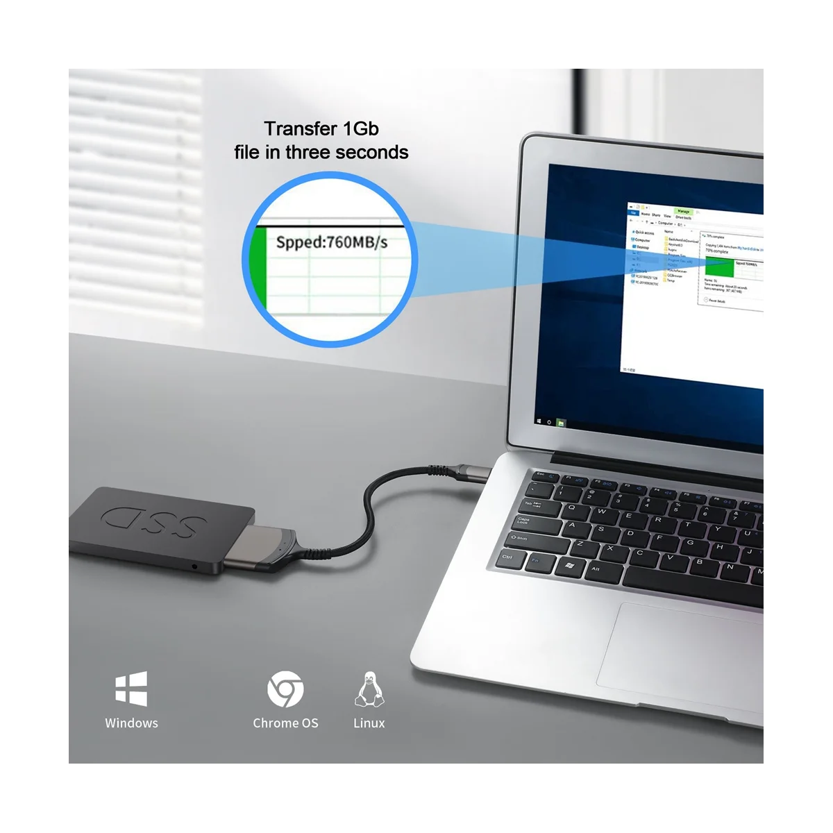 TYPE-C ke kabel SATA 3.0 Sata ke kabel adaptor USB C kabel SATA 2.5 inci Hard Drive HDD SSD eksternal 22 Pin Sata III untuk PC
