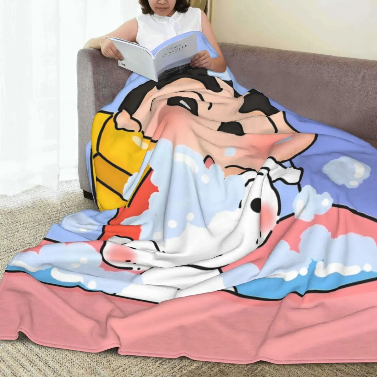 Super Warm Blanket Travel Office Crayon Shin-chan   Throw Blanket Flannel Bedspread For Outdoor Street Trend Sofa Bed Cover