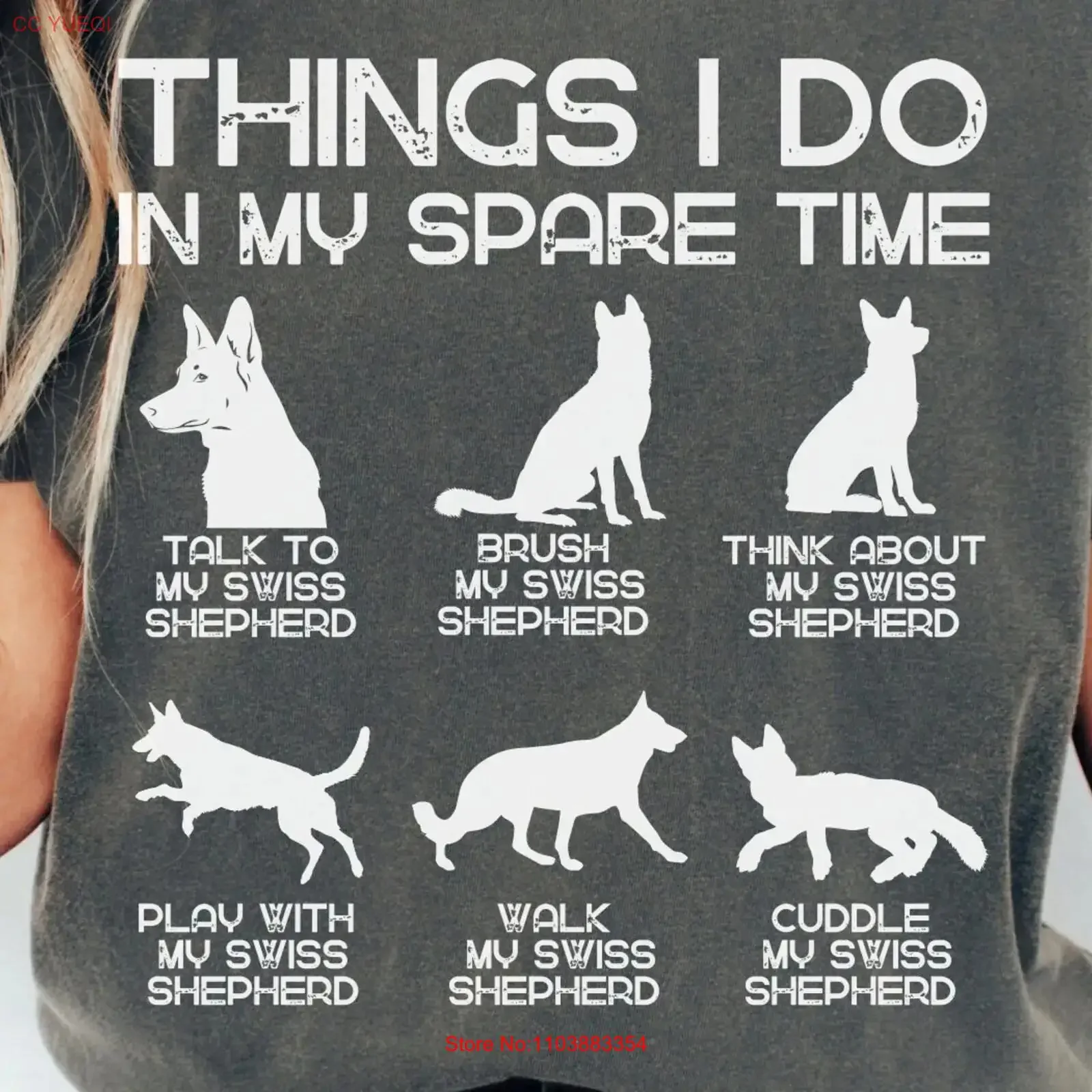 Cosas que hago en mi tiempo de repuesto Pastor suizo blanco para amantes de los perros camiseta Berger Blanc Suisse mamá papá vintage lavado Casual