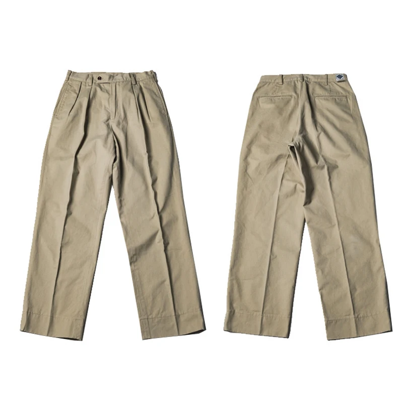 

NON_STOCK_American retro men's casual trousers_two-pleat loose work trousers straight khaki trousers