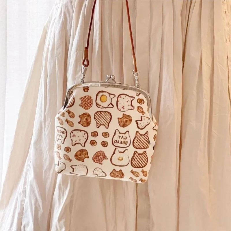 

Ins милая сумка через плечо с котенком, женская сумка через плечо с мультяшным принтом, маленькая вместительная мини-сумка на клипсе, женский повседневный универсальный кошелек на каждый день, новый