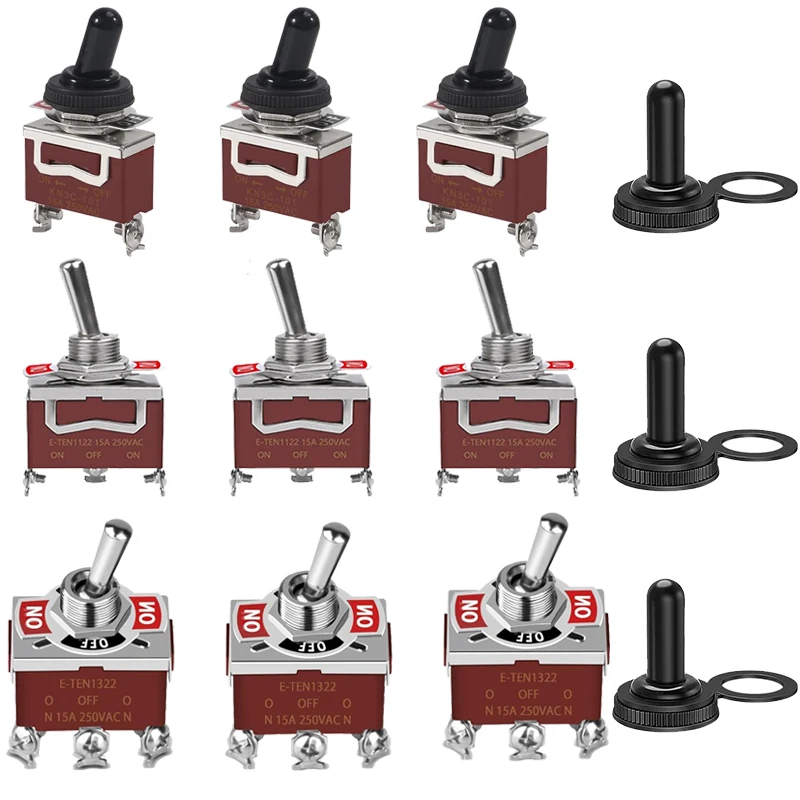 3 Stück 2/3/6 Pin Kippschalter mit wetterfester Kofferraumdeckelabdeckung 12 V DC 30 A Marine Heavy Duty ON Off ON Schalter für Auto Auto Marine