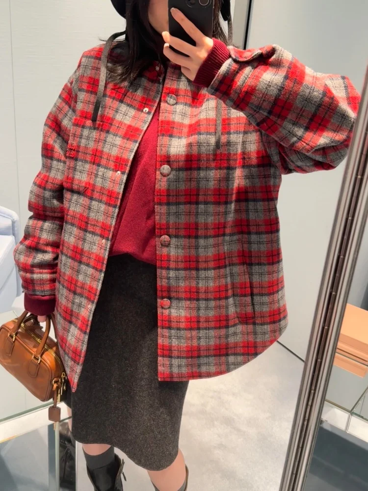 Casual Women's Quilted Jaet Royal High-End Vintage Plaid Collar Warm Outerwear Autumn Winter New Sle Versatile Comfortable