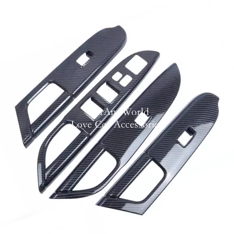 Carbon Fiber Interior Door Armrest Glass Lift Frame Cover Window Switch Button Trim For Mitsubishi ASX 2013-2022 Car Accessories