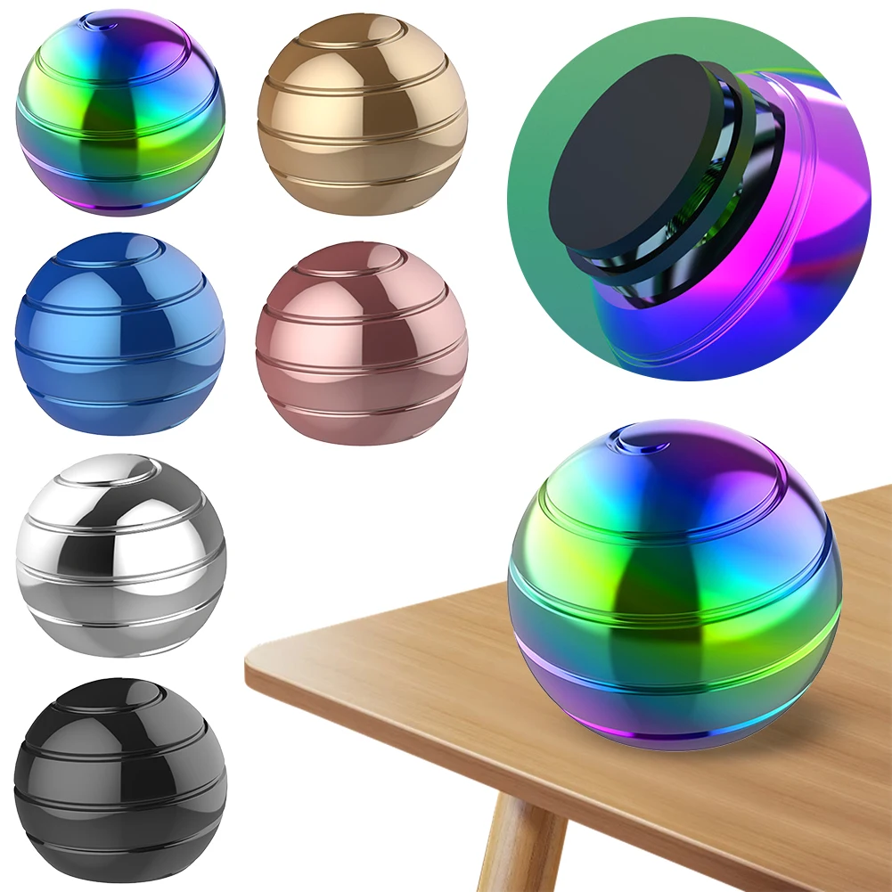 Kinetic Desk Spinning Toy Stress Relief Desktop Gyroscope Toy Aluminum Alloy Fidget Spinner Ball Decor Toy Gift for Kids Adults