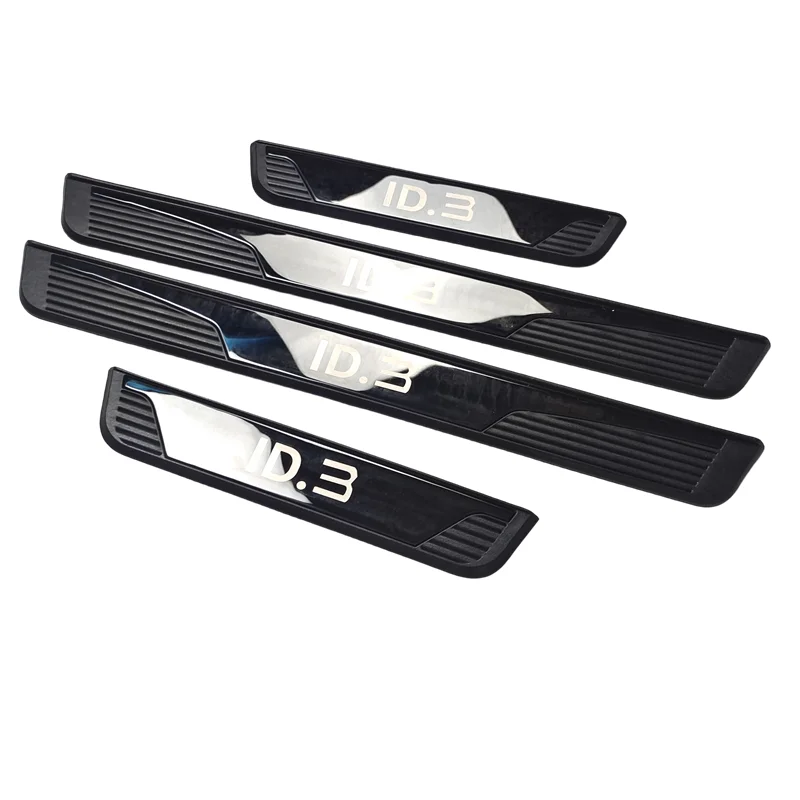 4PCS ABS Stainless Steel For 2020-2023 Volkswagen VW ID.3 Car Rear Back Door Sill Pedals Scuff Plate Decoration Cover