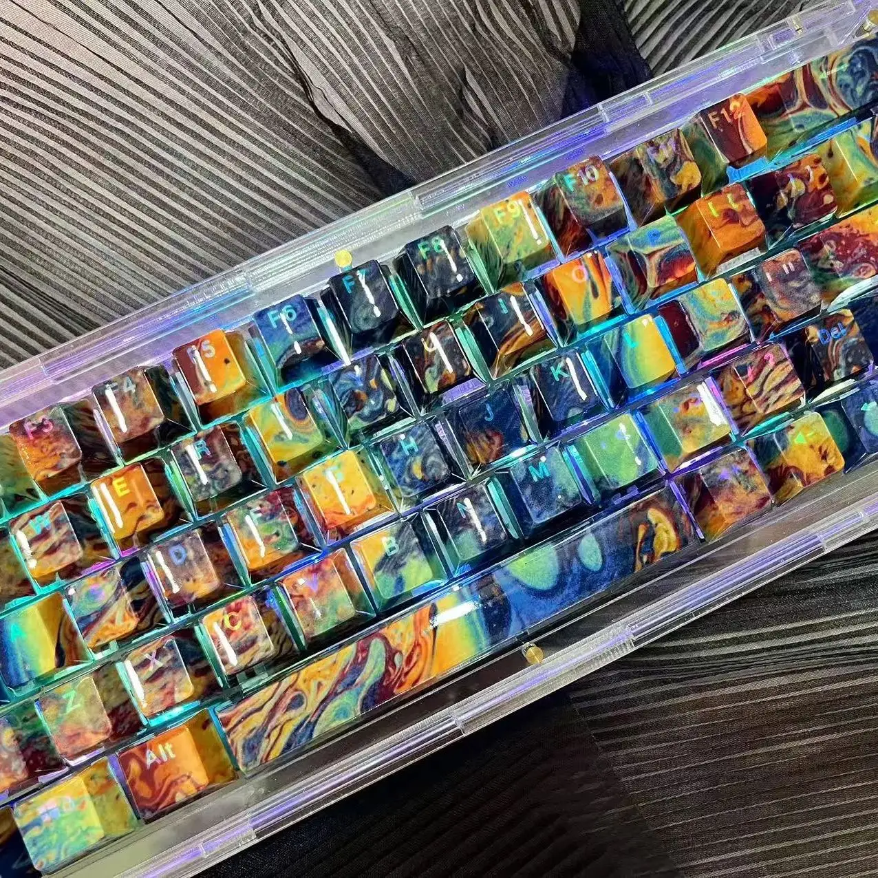 

108 Keys Oil painting theme Ceramic Keycaps Translucent Keycap OEM Profile PBT Customized Original for Mechanical Keyboards