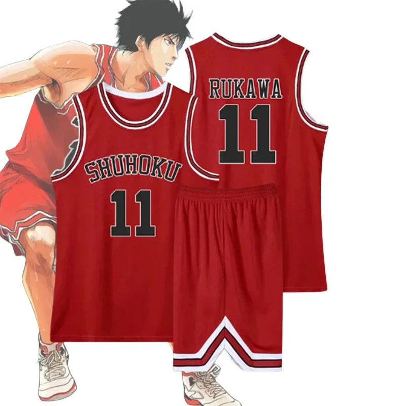 Kaede Rukawa Cosplay Anime Slam Dunk Sakuragi Hanamichi Cosplay Slam Dunk Jersey Shohoku escuela equipo de baloncesto Jersey Costu #   1