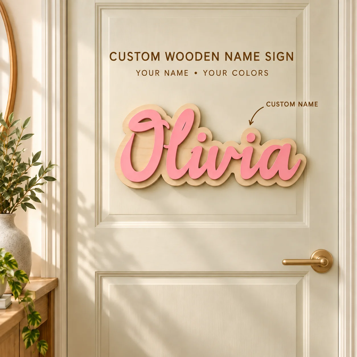 Custom Wooden Double-Layer Name Sign, Personalized Name Plaque Custom Color for  Room Door Decor Gift Wall Tabletop Sign