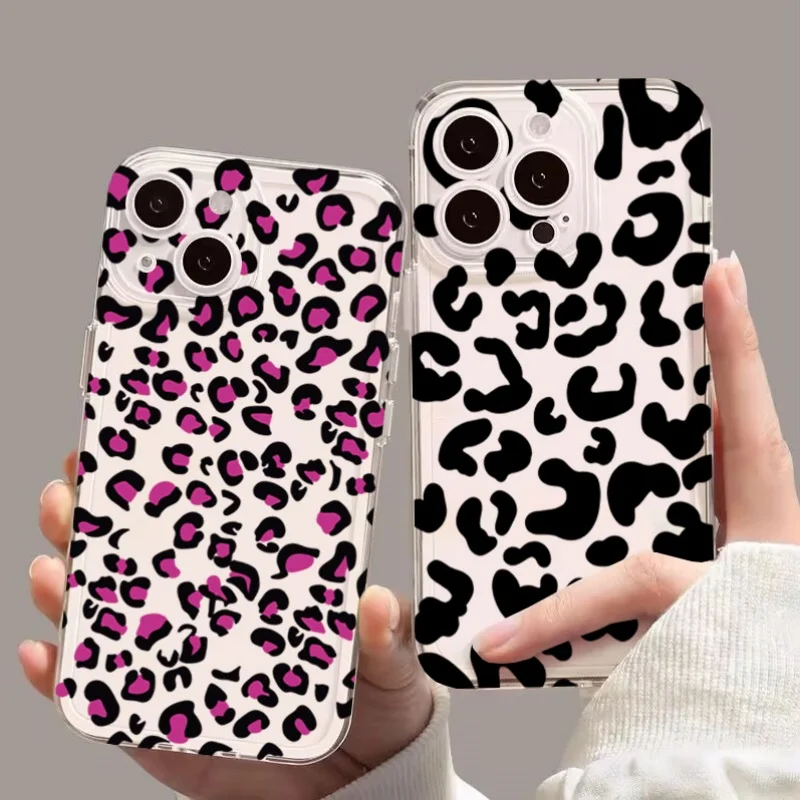 INS Leopard Print Phone Case For Samsung Galaxy S26 S25 S24 S23 S22 Ultra FE Edge Plus A56 A36 A26 A57 Clear TPU Silicone Casing