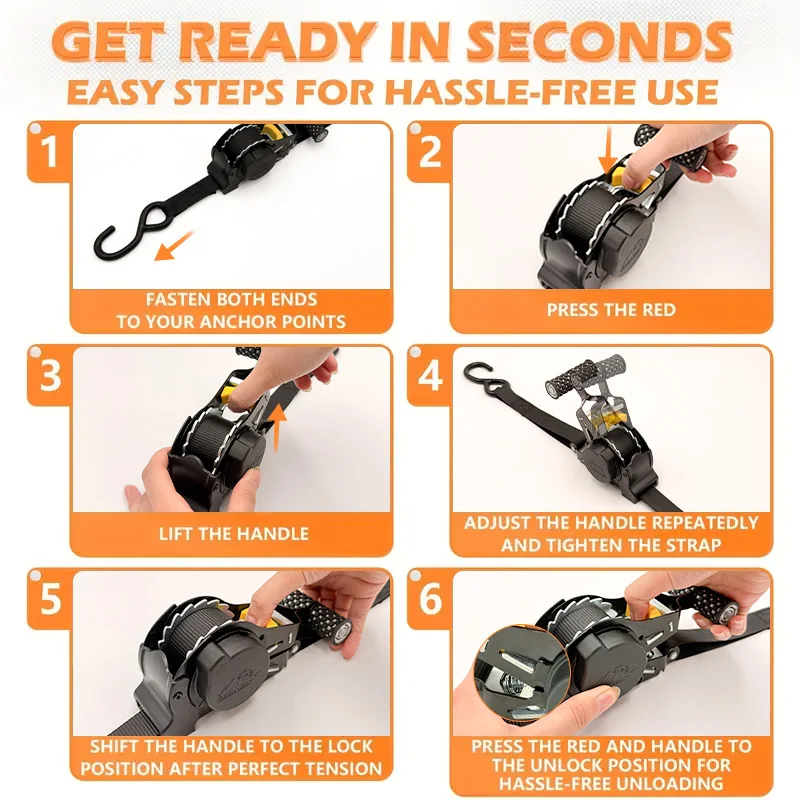 Automatic telescopic tensioner. Automatic cargo binding ratchet