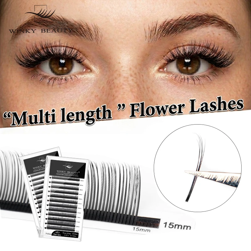 Winky Beauty 3D/5D Multi Length Flower Fairy Eyelashes Extension C/D Spikes Premade Volume Eyelashes Fox Mink Lash Cosmetics
