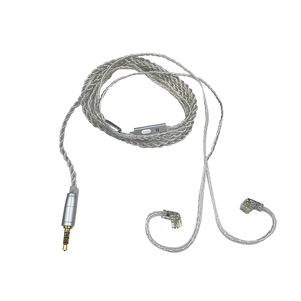 Kabel asli ND empat untai berlapis perak 3,5mm 0,75 pin ganda 0.78 kawat terupgrade dengan kabel earphone 2pin gandum.