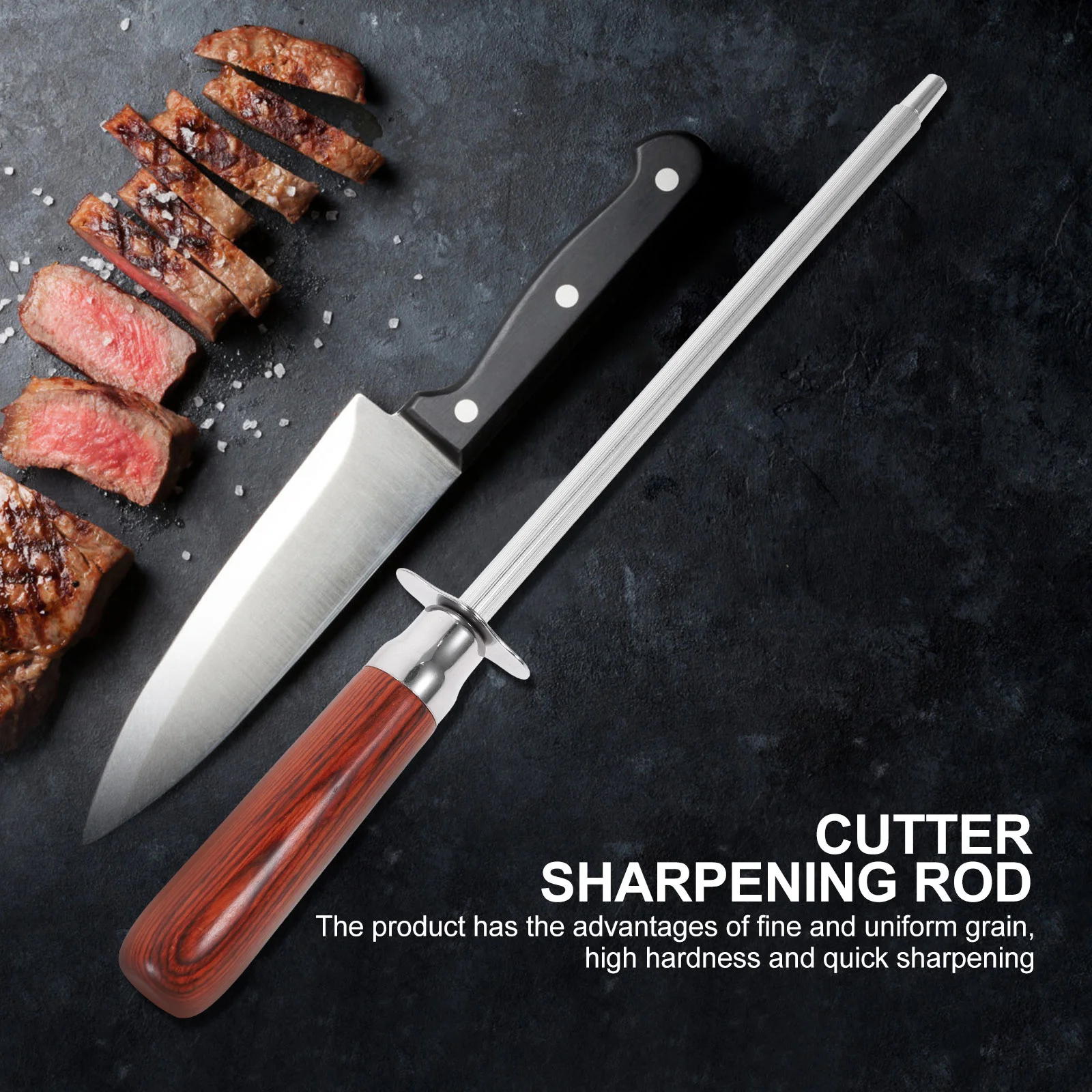 

Stainless Steel Cutter Sharpening Rod Professional Kitchen Honing Stick Multi-Purpose Cutting Tool Sharpener Chef