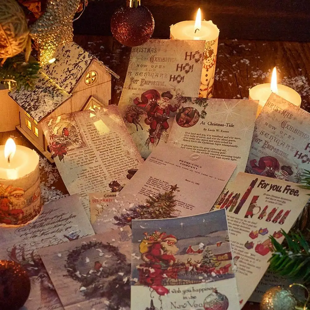 Natal temático material papel vintage decorativo scrapbooking mão conta diário papel de fundo m5v9