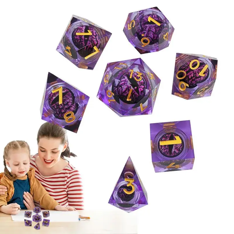 Dice Set DND Cool Dice Polyhedral Dice Dragon Eye Dice For Cosplay Game Role Playing Dice Resin Crafts Fans Kids Gift 7 Pcs