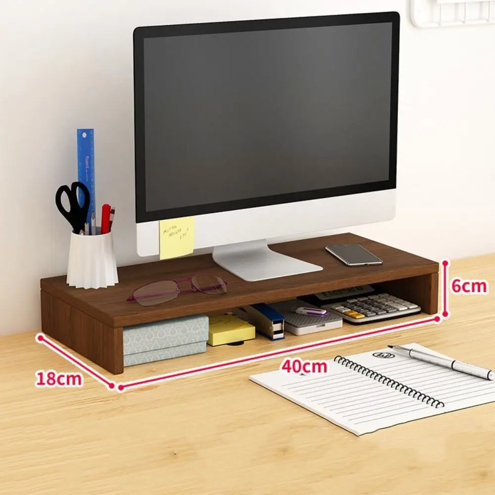 

Stable Base Wood Desktop Computer Stand Easy Assemble Eyesight Protection Office Laptop Riser Large Load Bearing