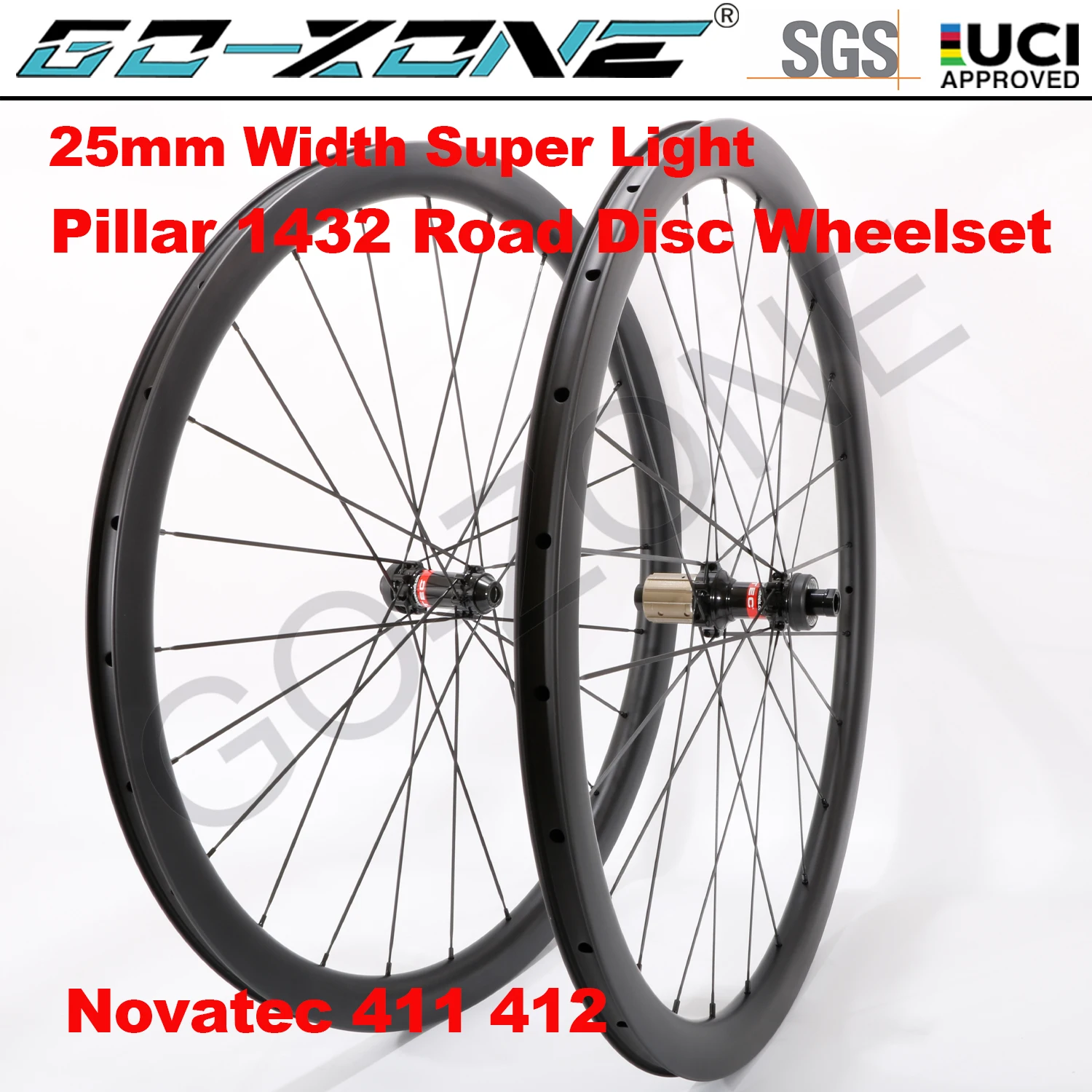 Super Light Clincher Tubeless Carbon Wheelset Disc Brake 700c Novatec 411 412  Pillar 1432 Carbon Road Disc Brake Wheels