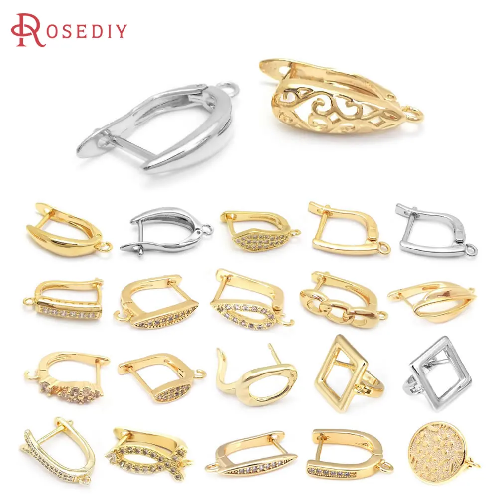 18K Gold Color U Drop Shape Earring Hooks Stud Earrings Clip Loop Clasps Jewelry Making Supplies Diy Findings Accessories