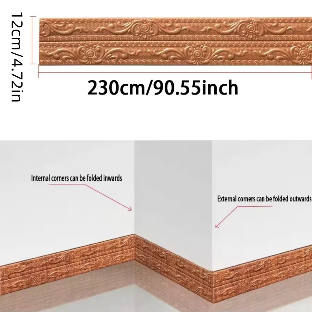 Foam Flexible Molding Trim，Peel and Stick Self Adhesive Crown 3D Decorative，Wallpaper Border Caulk Trim，Wall Baseboard Lines，Mir