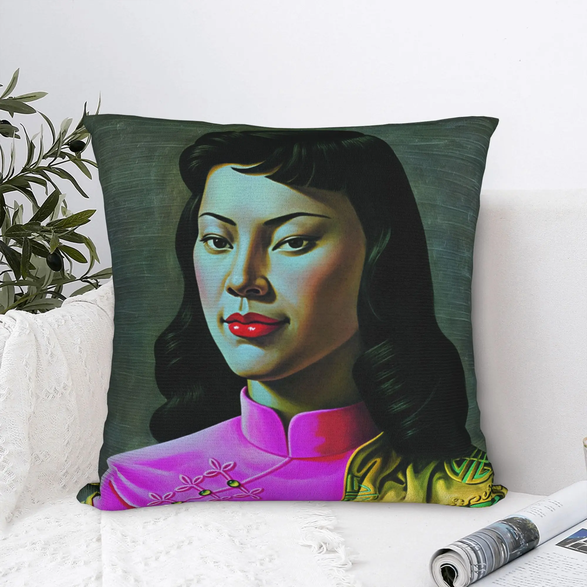 Miss Wong Vladimir Tretchikoff Pillow Case  Soft Pillow Cover For Sofa Home Decoration Vintage Cushion Cover