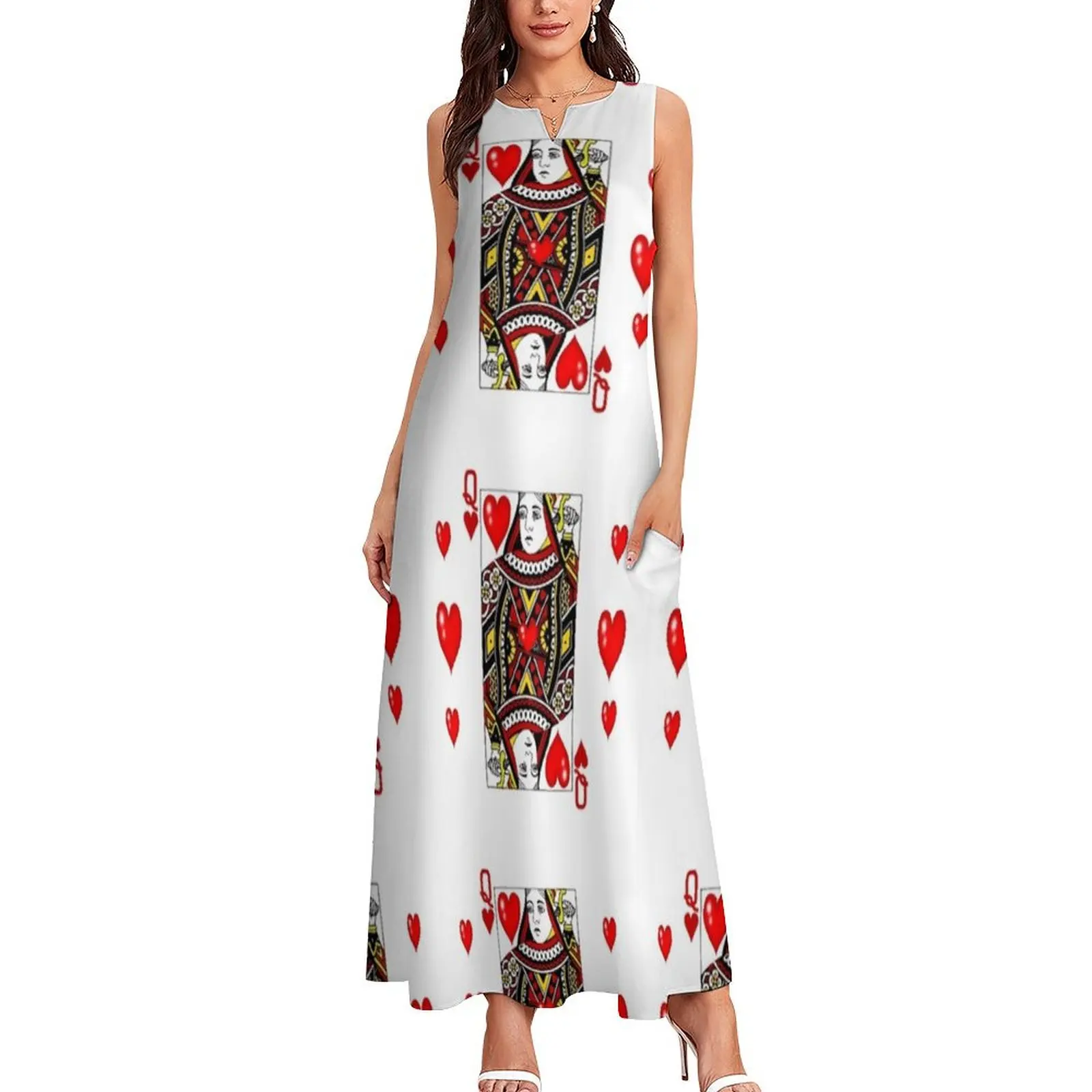 QUEEN OF HEARTS SUIT CASINO PLAYING FACE CARD VALENTINES Long Dress dress for women 2025 Dress