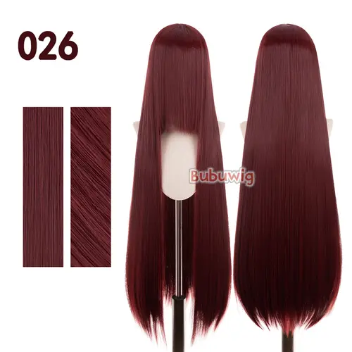 Bubuwig Synthetic Hair 100cm Long Straight Pure Color Cosplay Wigs Over 100 Colors Black White Red Blue Brown Wig Heat Resistant - Image 89