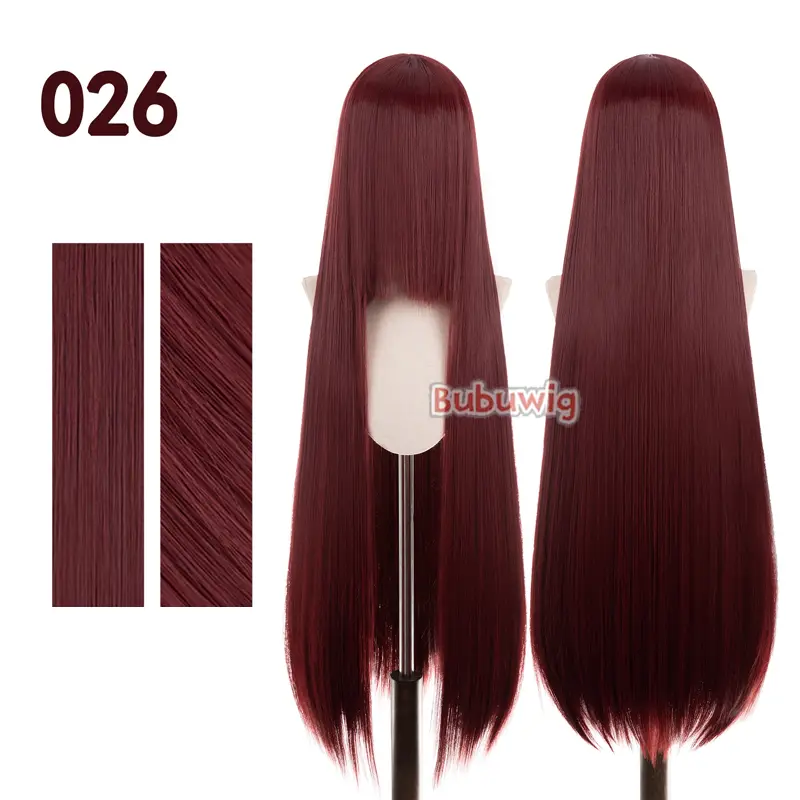 Bubuwig Synthetic Hair 100cm Long Straight Pure Color Cosplay Wigs Over 100 Colors Black White Red Blue Brown Wig Heat Resistant - Image 89