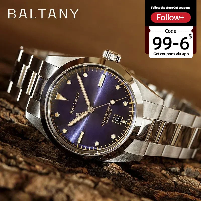 Baltany Explorer Homage Quartz Watch S4041 200m Waterproof Ronda 715li Movement 39MM Stainless Steel Retro Sports Men's Watches