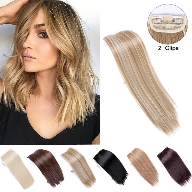 „Leeons Clip-On Hair Pad Naturalne doczepiane włosy 4/8/12 cali Syntetyczne kawałki włosów Sztuczne włosy 2 Clip-On Hair Накладки Для Волос"