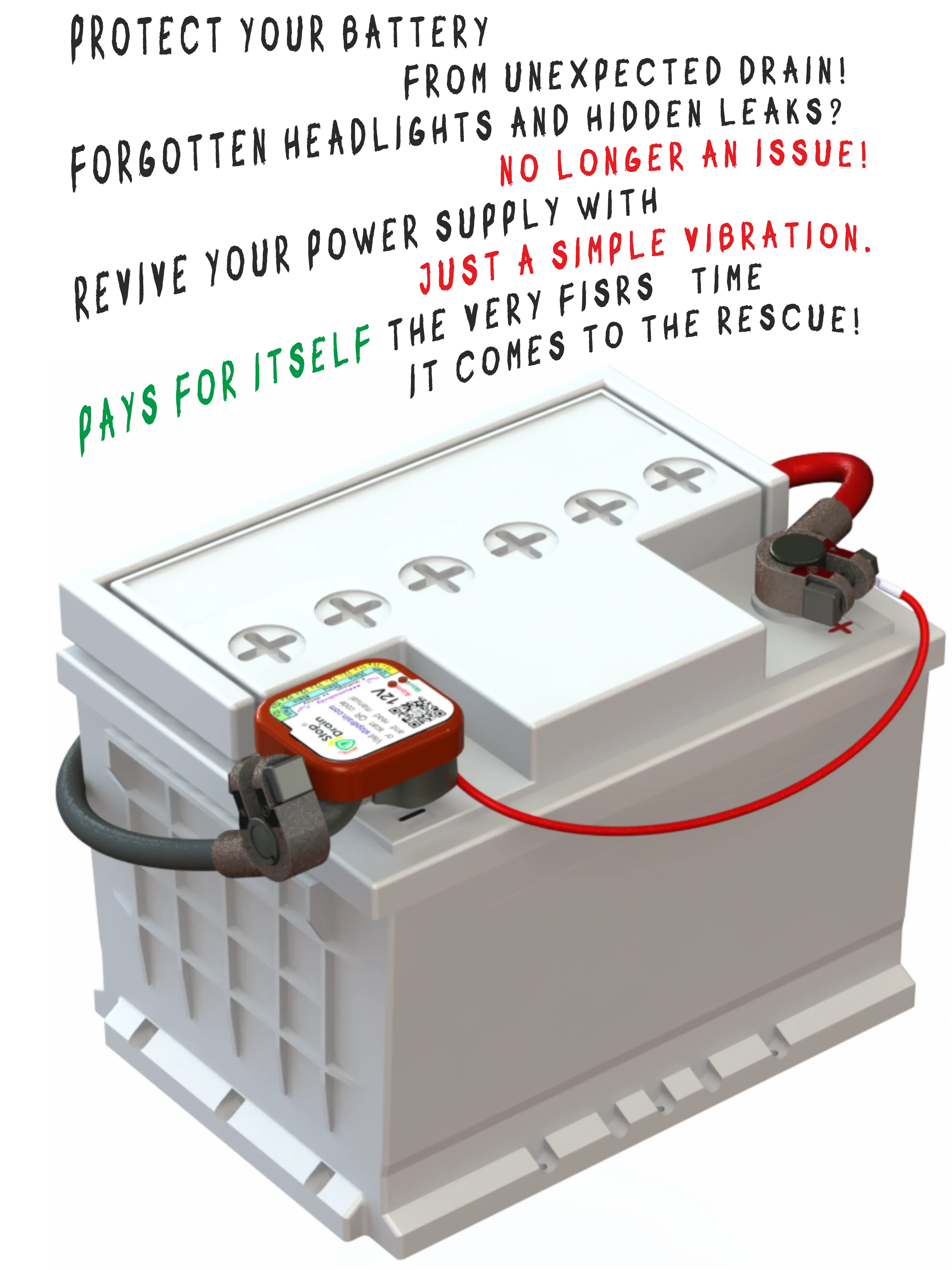 

StopDrain - Automatic Vehicle Battery Protector - Prevents Deep Discharge, Ensures Reliable Starts, and Prolongs Battery Life