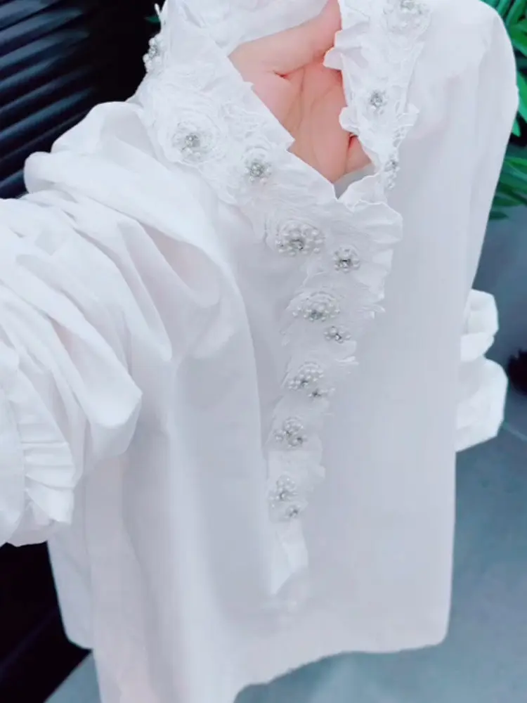 

Elegant Slimming Long Sleeve Shirt Women's Spring Design Unique Classy Versatile Unique Small-Batch Shirt for Young Women