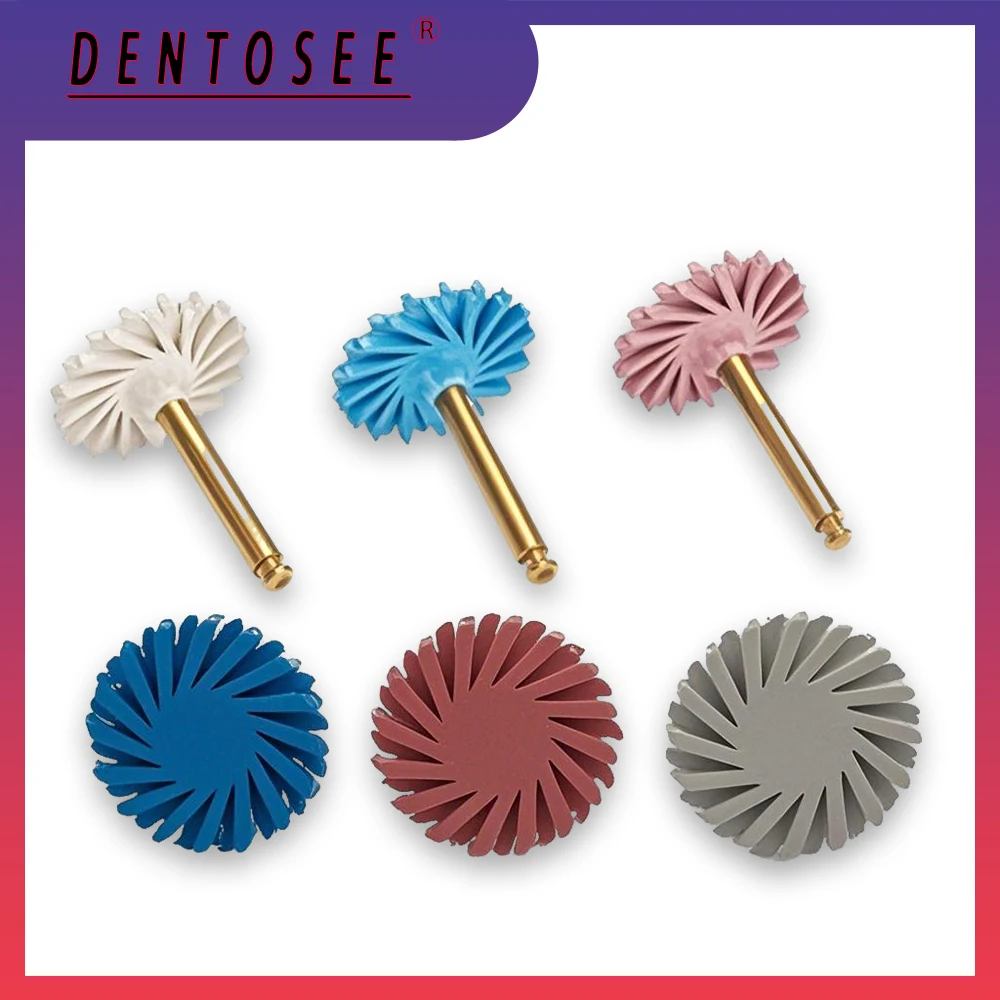 Набор дисков для полировки резины и полировки композитной смолы, алмазный диск RA, 14 мм, спиральные гибкие щетки, 3 цвета