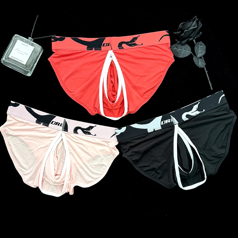 

New Men's Underwear Hollow Crotch Sexy Men Breathable Briefs Detachable U Pouch Modal Soft Comfortable Male Underpants Fashion