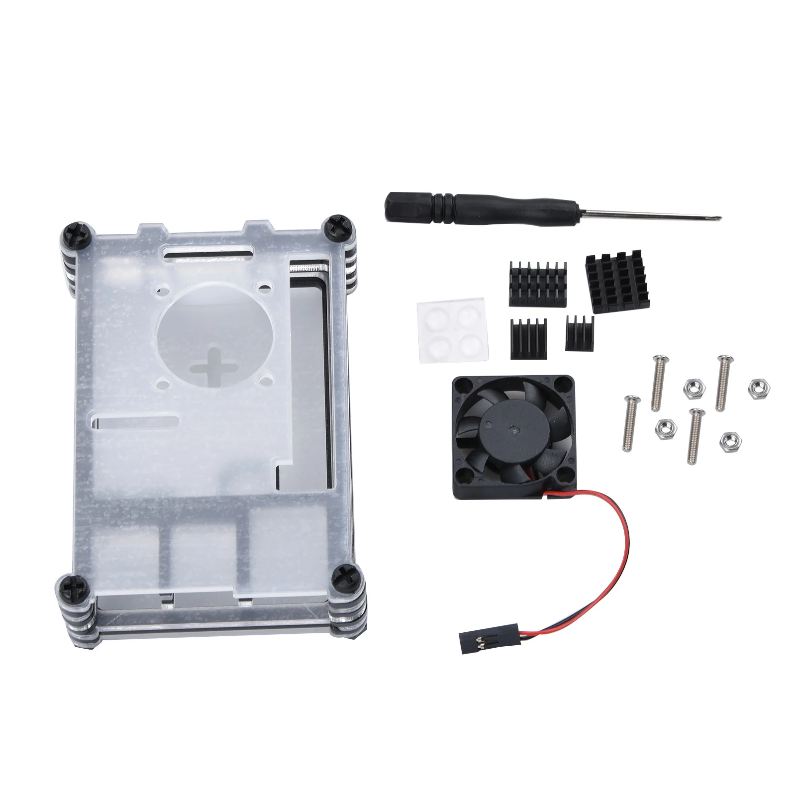 Clear 9 Layers Case with Cooling Fan Heatsink Screwdriver For Raspberry Pi 4B Replacement For Pi 4 Model B Console Accessories