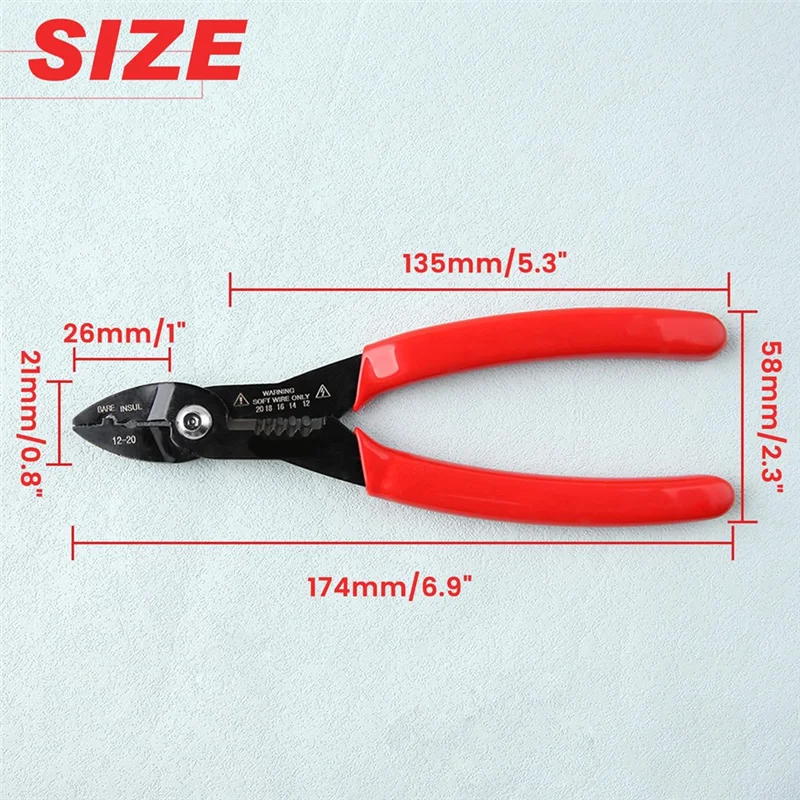 A15F-4-In-1 Multi-Purpose Electricians Pliers Wire Cutter, Stripper, Gripper For 12-20 AWG Insulated & Non-Insulated Wires