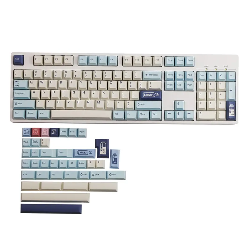

140Keys Fruity Milk Keycaps Cherry Profile Dye Sublimation PBT Keycap For MX Keyboard Double B ISO Enter 2.25u 2.75u Split Space