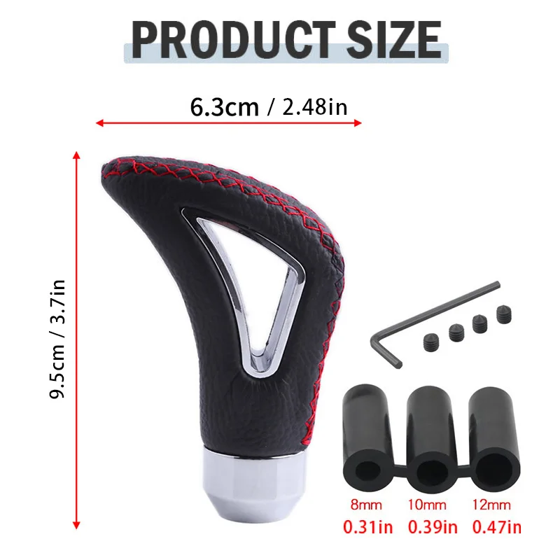 Universal PU Leather Gear Shift Knob Red Line Black Line Manual Car Gear Stick Head Shift Replacement Knob Modified Shift Head