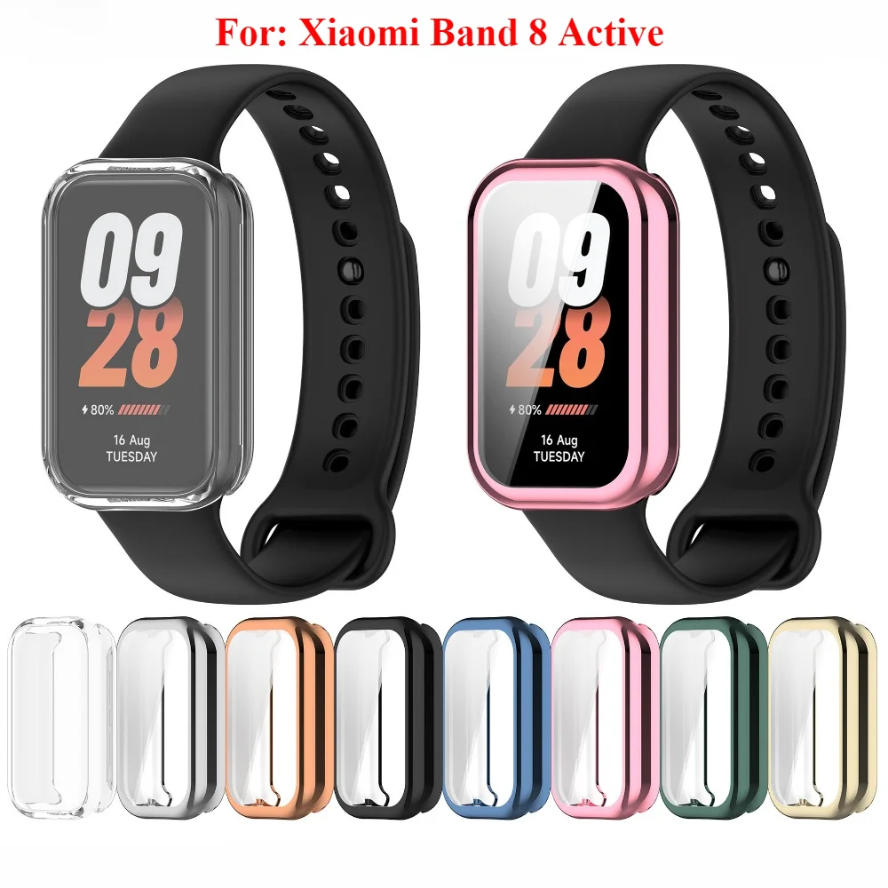 Custodia morbida in TPU per Xiaomi Band 8 Custodie a copertura totale attive Shell per Smart Watch Mi Band8 Vetro protettivo per schermo attivo