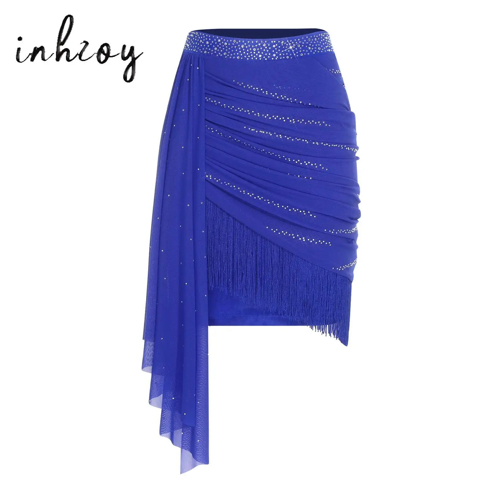 กระโปรงเต้นรำบอลรูม ลาติน แทงโก้ ซลาซ่า สำหรับผู้หญิง กระโปรงผ้าตาข่ายระบายชายระบาย กระโปรงจับจีบ สำหรับงานฮาโลวีน งานคาร์นิวัล ชุดเต้นรำรุมบ้า ชะชะช่า