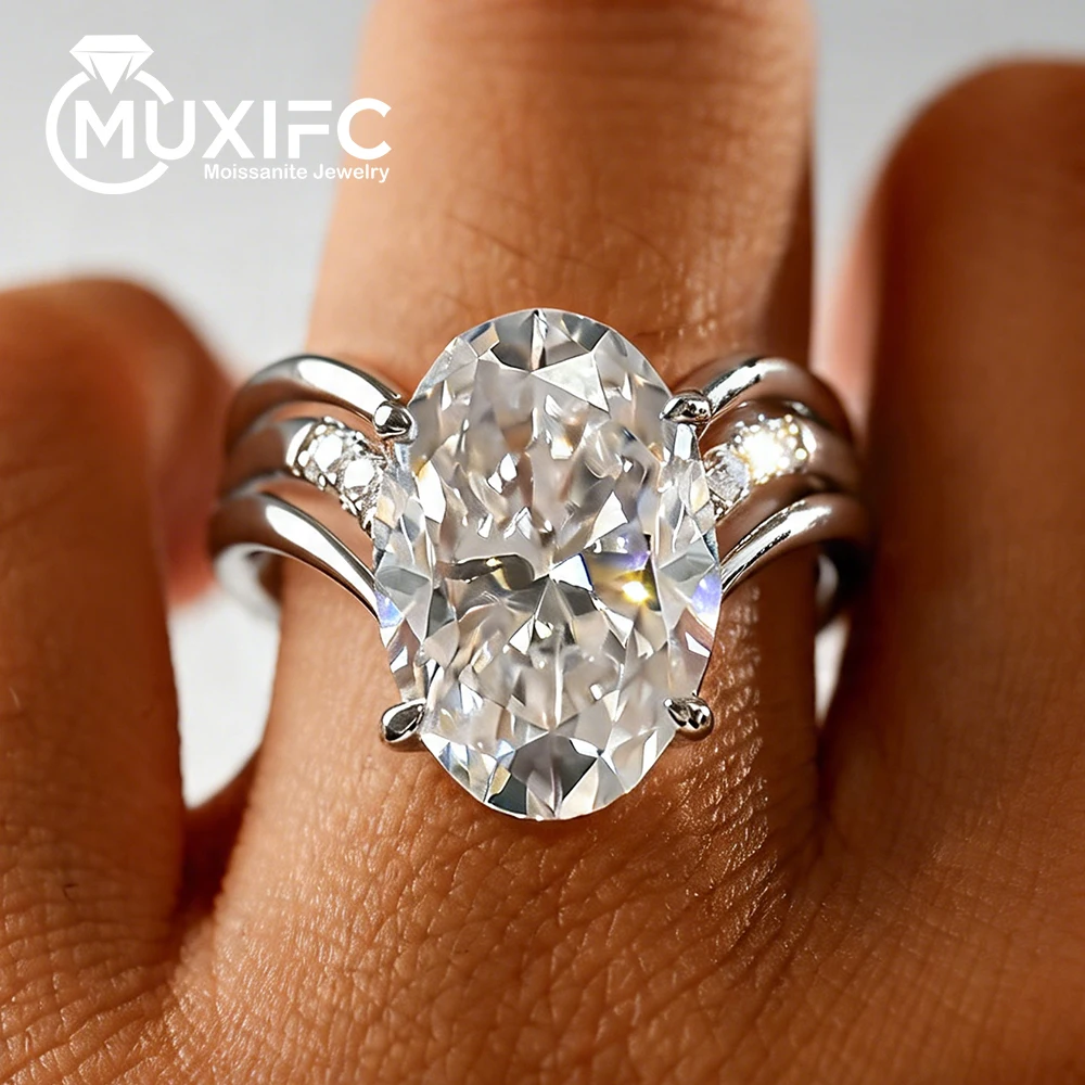 

4.5CT Oval Cut Full Moissanite Stackable Ring Set For Women 925 Sterling Silver Certified Diamond Engagement Ring Bridal Jewelry