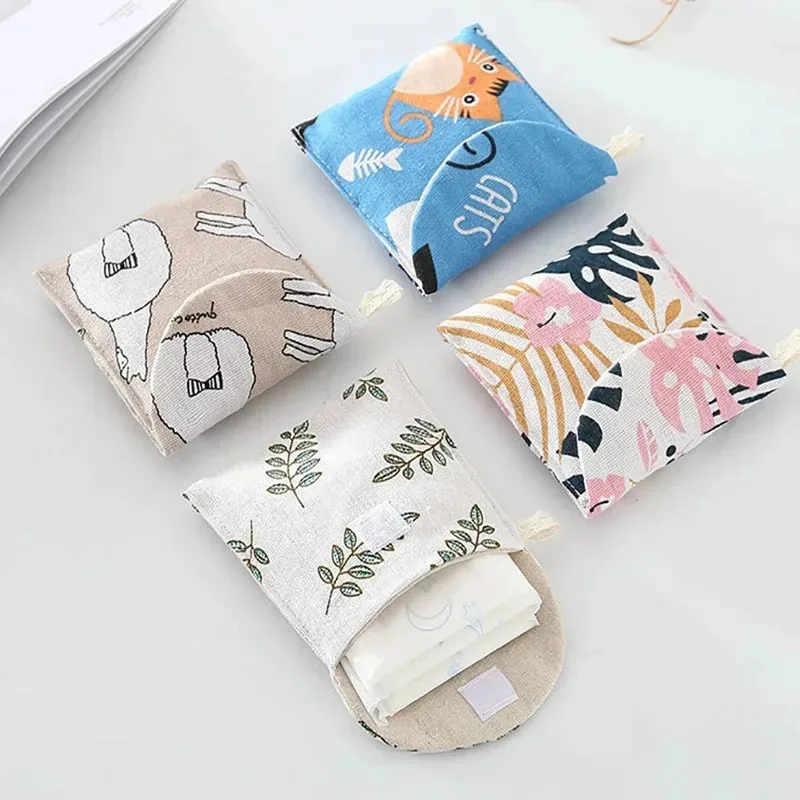 1 قطعة حقيبة شهرية لطيف ومحمول حقيبة منشفة العمة ، سعة كبيرة M منشفة حقيبة قطنية صحية ، حمل على حقيبة