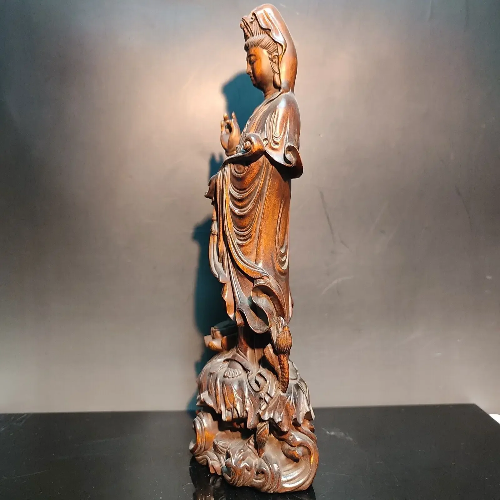 Wooden Chinese Kwan-Yin Statues Figurines Quan Yin Statues Buddha Wood Carving