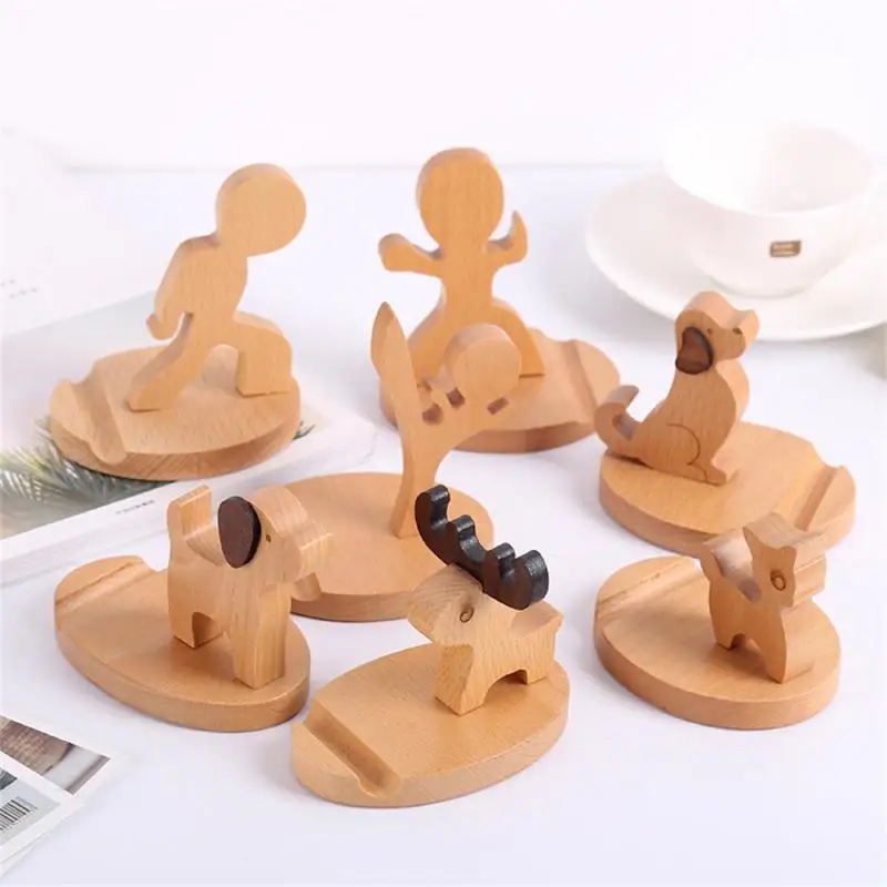 Horse Phone Holder Unique Design Creativity Beech Solid Wood Horse Mobile Phone Holder Solid Wood Mobile Phone Holder Bracket