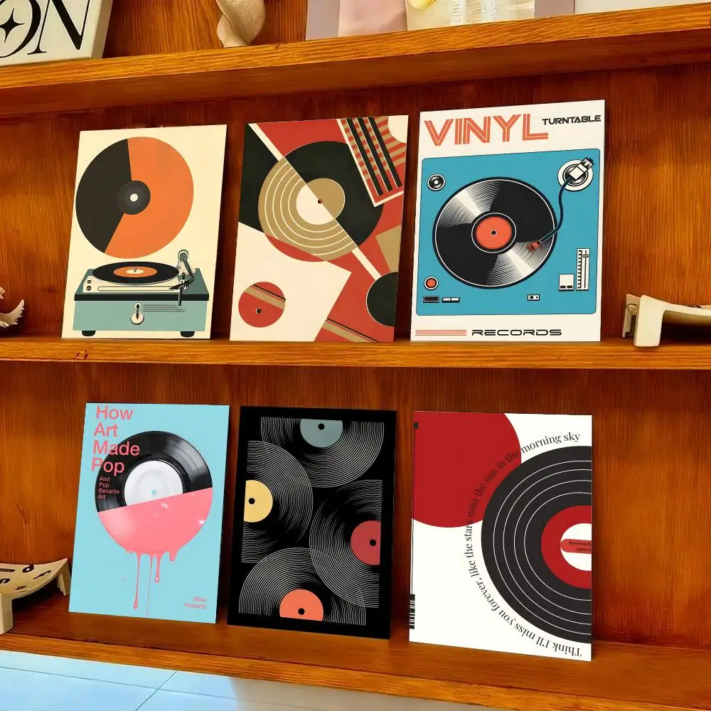 Mid Century Retro Vinyl Records Poster Art Print Poster Decorative Mural Home Bar Living Room Decor Gift Unframed
