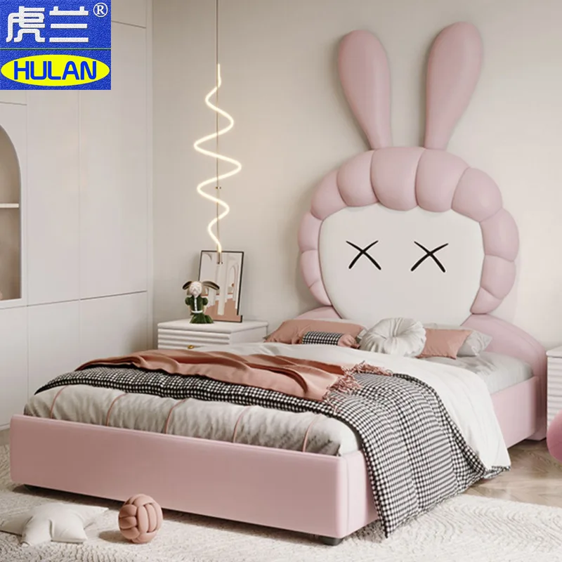 

Children's Furniture Modern Creative bed Rabbit ear shaping bed Adolescent bedroom 1.5 soft bag cots for boys and girls