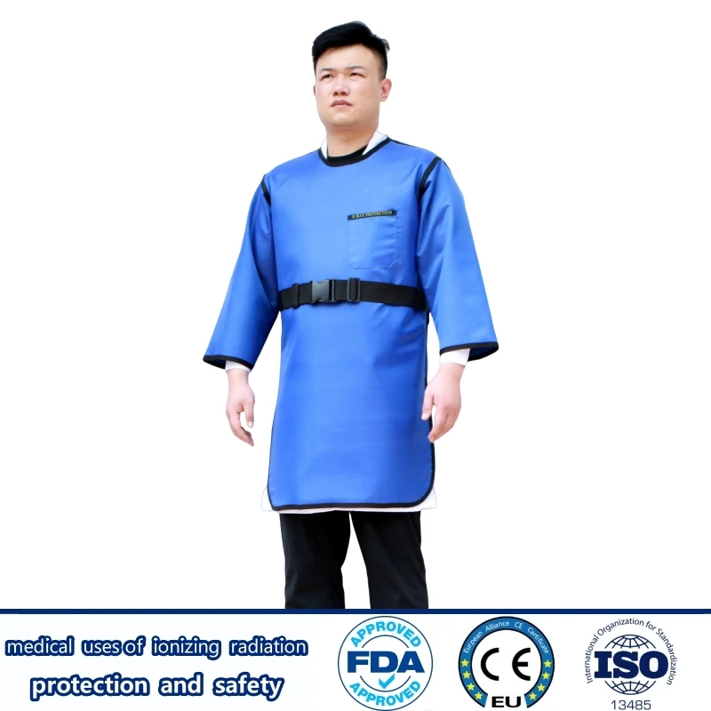 Genuine radiological protection 0.5mmpb long sleeved lead apron overcoat ionizing radiation protective double sided lead clothes